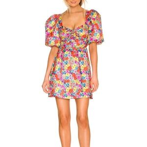 For Love & Lemons Merrill Puff Sleeve Mini Dress Size XS